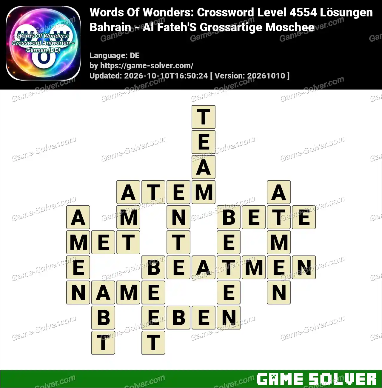 Words Of Wonders: Crossword Level 4554 Lösungen – Bahrain – Al Fateh’S Grossartige Moschee